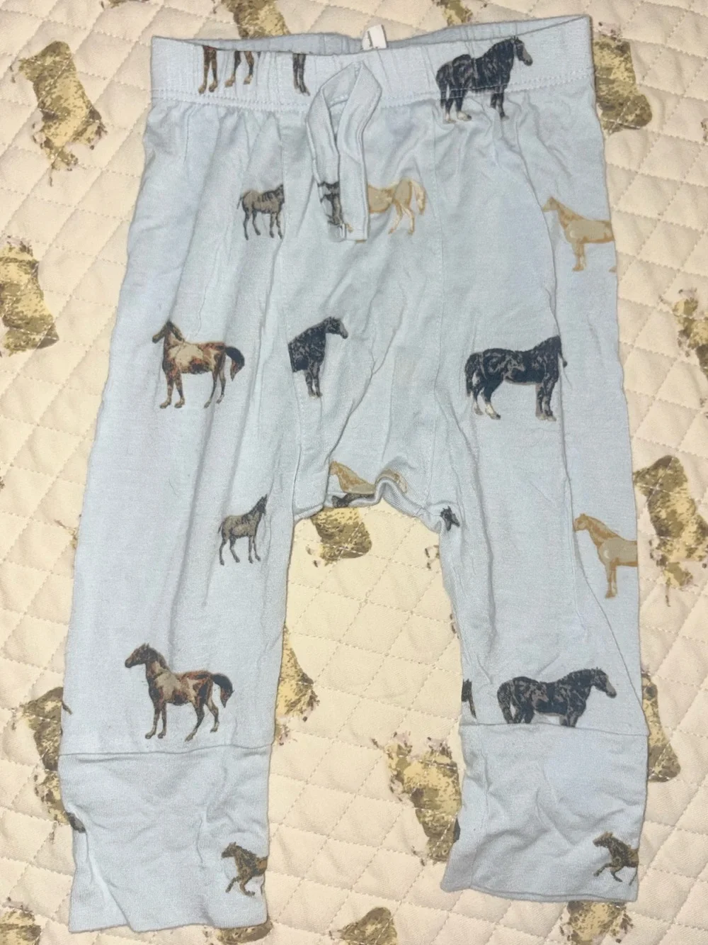 Kate Quinn Light Blue Horse-Print Pant 🌵6-12 months